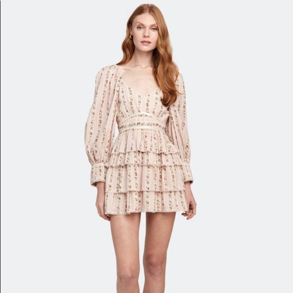 LOVESHACKFANCY Astor Ruffle Mini Dress. NWT